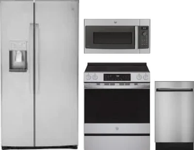 4 Piece Package Includes Refrigerator, Range, Microwave And Dishwasher